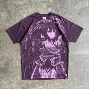 Anime Graphic T-Shirt All Over Print Purple Tee